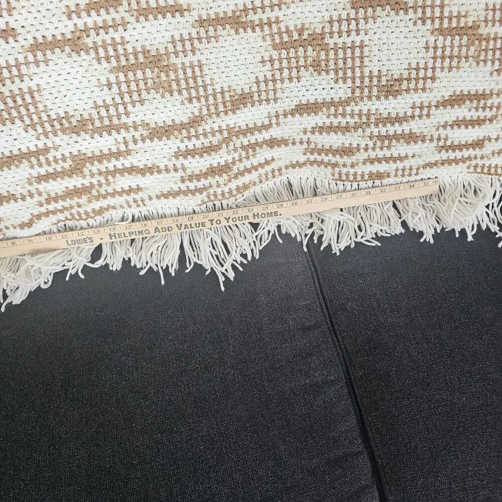 Vintage 1970s Geometric Crochet Afghan – Variegated Earth Tones